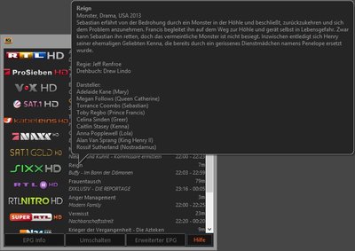 Bouquetfenster mit aktivierter Option &quot;erweiterter EPG&quot;